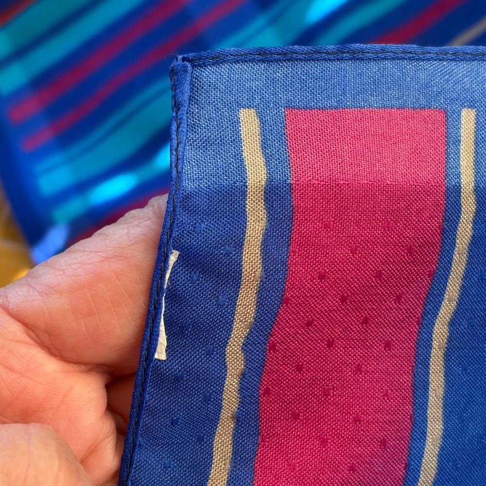 Vintage silk striped scarf cobalt blue - Picture 6 of 9